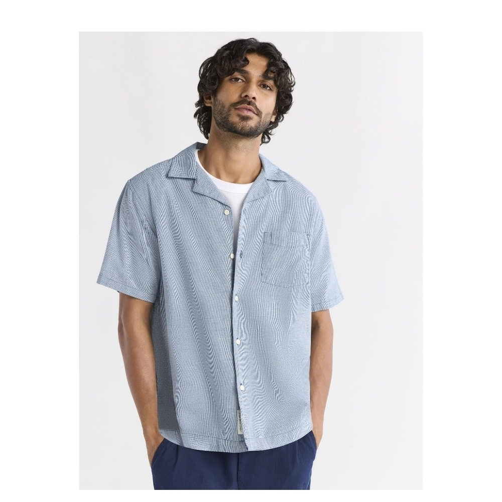 Casual Blue Striped Button-Down Shirt